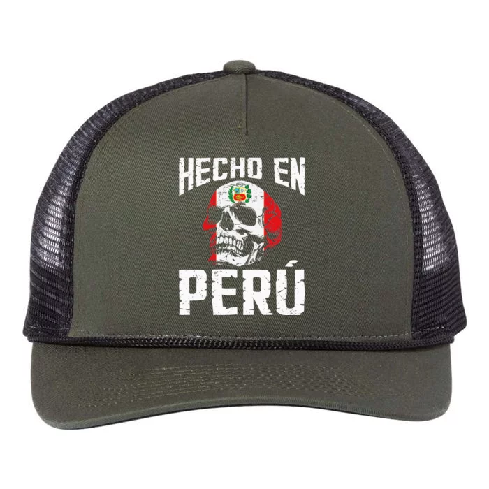 Hecho En Perú Peruvian Heritage Peruvian Flag Peru Retro Rope Trucker Hat Cap