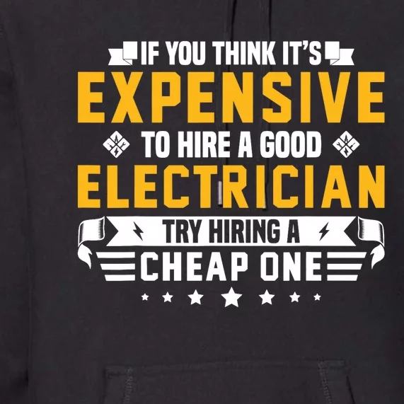 Humorous Electrician Pun Funny Electrician Technician Premium Hoodie