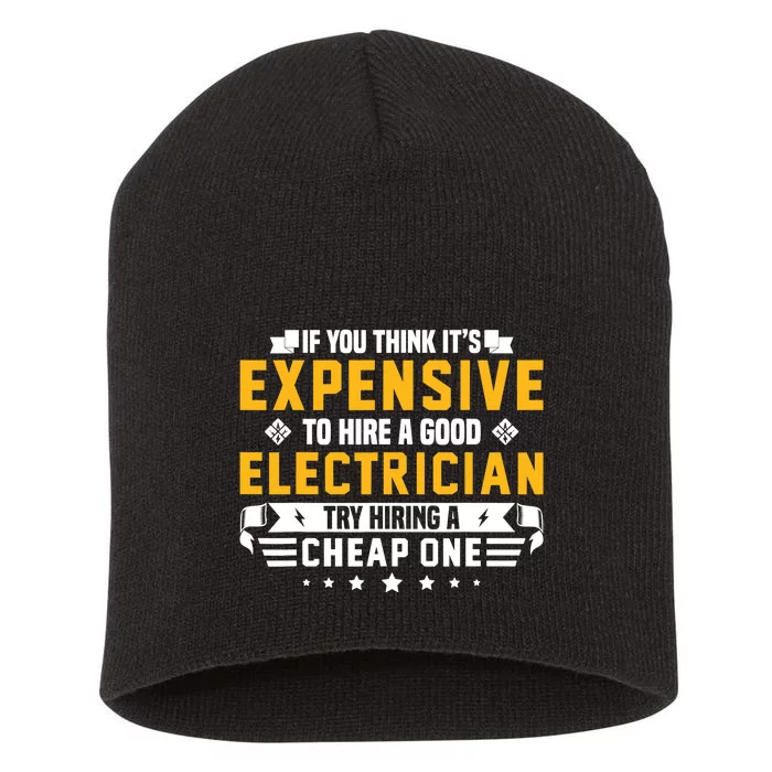 Humorous Electrician Pun Funny Electrician Technician Short Acrylic Beanie