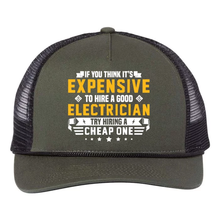 Humorous Electrician Pun Funny Electrician Technician Retro Rope Trucker Hat Cap