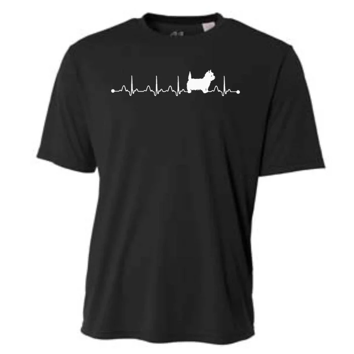 Heartbeat EKG Pulse West Highland White Terrier Mom Cooling Performance Crew T-Shirt