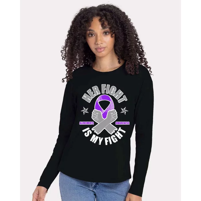 Her Fight Is My Fight Alzheimer's Awareness Womens Cotton Relaxed Long Sleeve T-Shirt