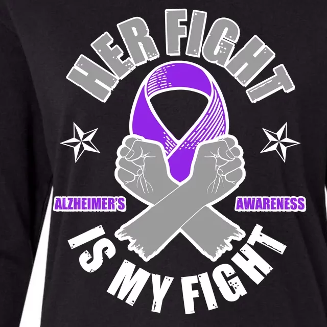 Her Fight Is My Fight Alzheimer's Awareness Womens Cotton Relaxed Long Sleeve T-Shirt