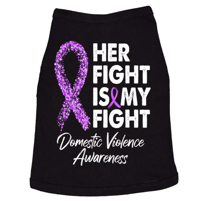 Her Fight is My Fight Domestic Violence Awareness Purple Ribbon Doggie Tank