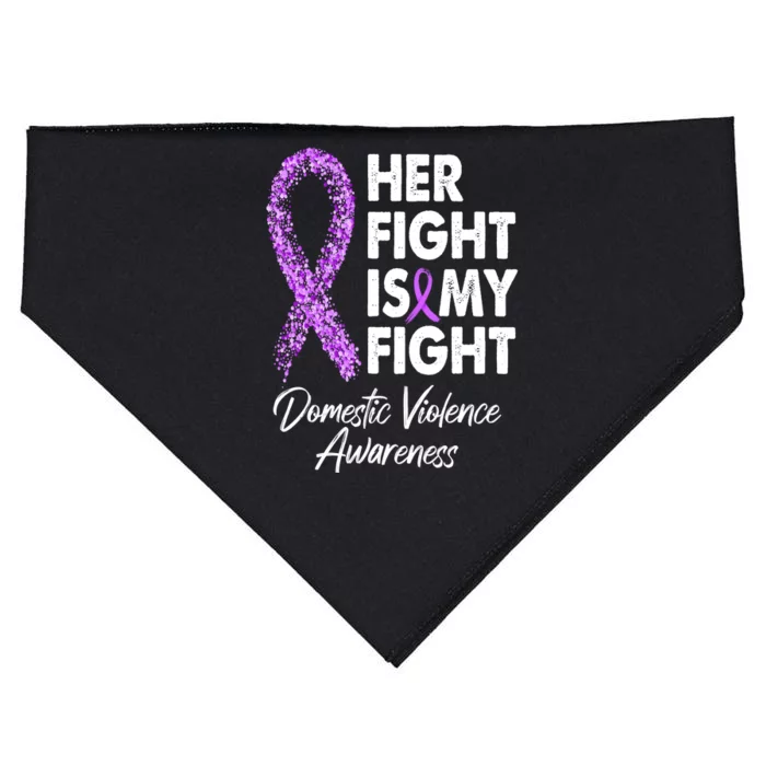 Her Fight is My Fight Domestic Violence Awareness Purple Ribbon USA-Made Doggie Bandana