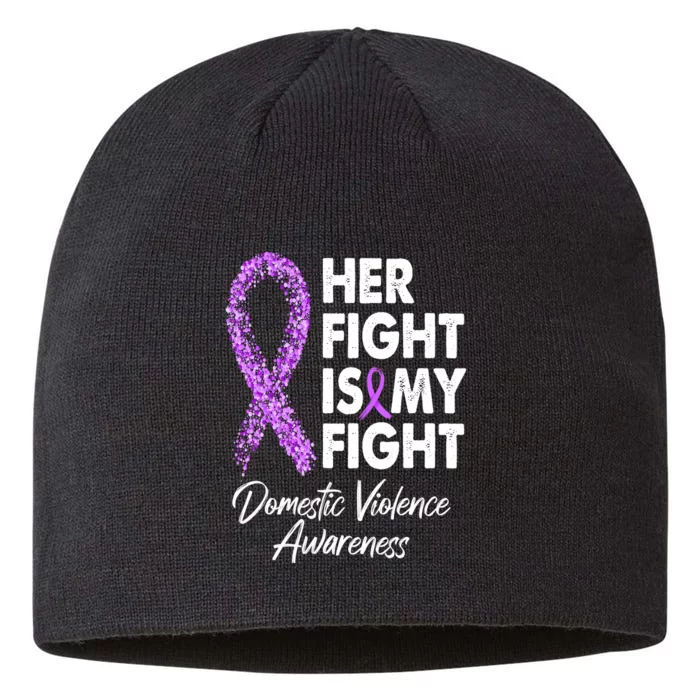 Her Fight is My Fight Domestic Violence Awareness Purple Ribbon 8 1/2in Sustainable Knit Beanie