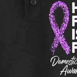 Her Fight is My Fight Domestic Violence Awareness Purple Ribbon Dry Zone Grid Performance Polo