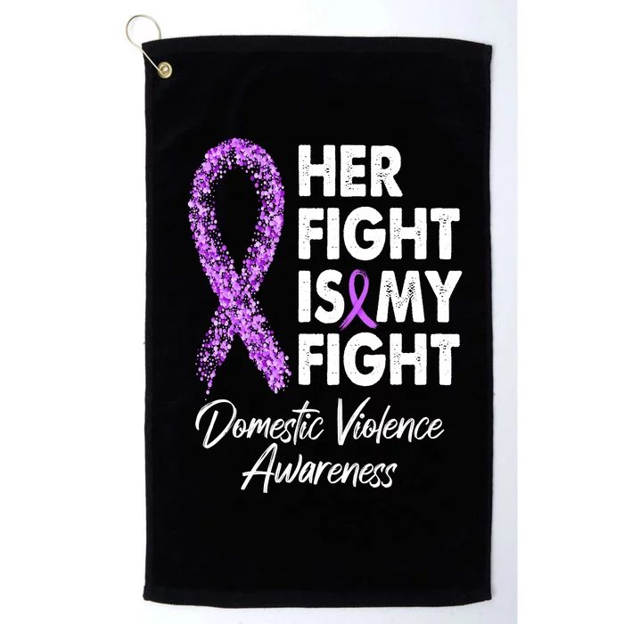 Her Fight is My Fight Domestic Violence Awareness Purple Ribbon Platinum Collection Golf Towel