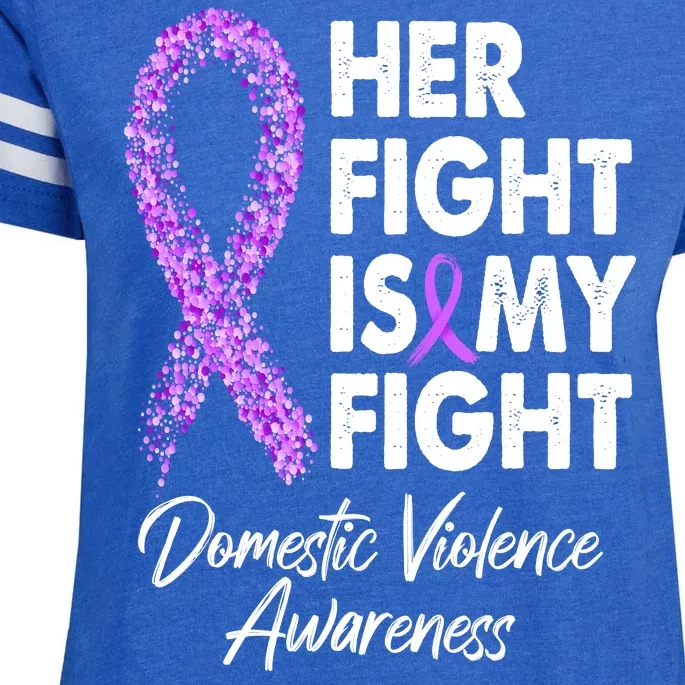 Her Fight is My Fight Domestic Violence Awareness Purple Ribbon Enza Ladies Jersey Football T-Shirt