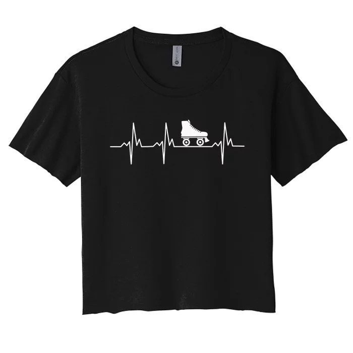 Heartbeat Ecg Roller Skates Roller Skating Inline Skating Gift Women's Crop Top Tee