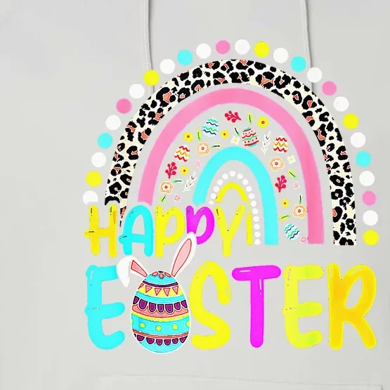 Happy Easter Rainbow Bunny Rabbit Egg Hunting Basket Easter Performance Fleece Hoodie