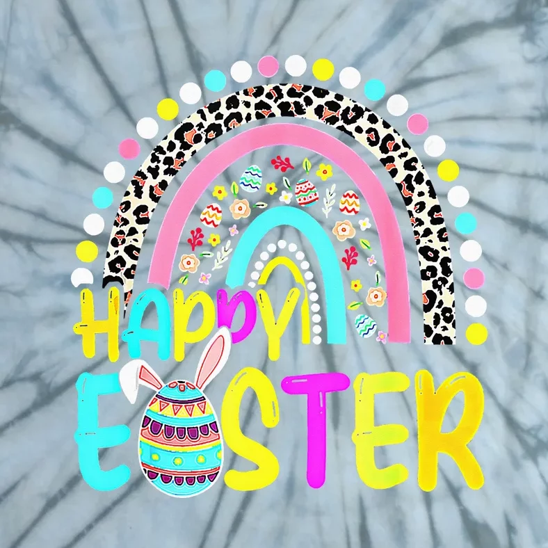 Happy Easter Rainbow Bunny Rabbit Egg Hunting Basket Easter Tie-Dye T-Shirt