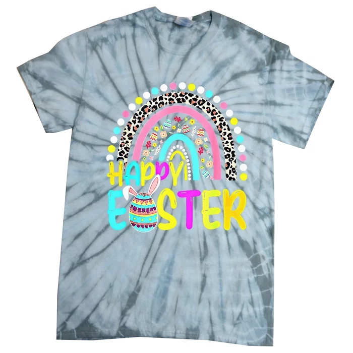 Happy Easter Rainbow Bunny Rabbit Egg Hunting Basket Easter Tie-Dye T-Shirt