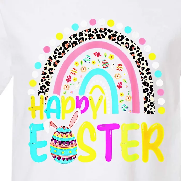 Happy Easter Rainbow Bunny Rabbit Egg Hunting Basket Easter Garment-Dyed Heavyweight T-Shirt