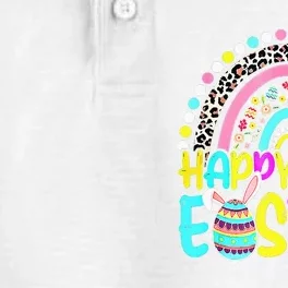 Happy Easter Rainbow Bunny Rabbit Egg Hunting Basket Easter Dry Zone Grid Performance Polo