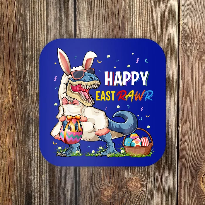 Happy Easter Raws Dinosaur Tgiftrex Funny Cute Bunny Ear Eggs Gift Coaster