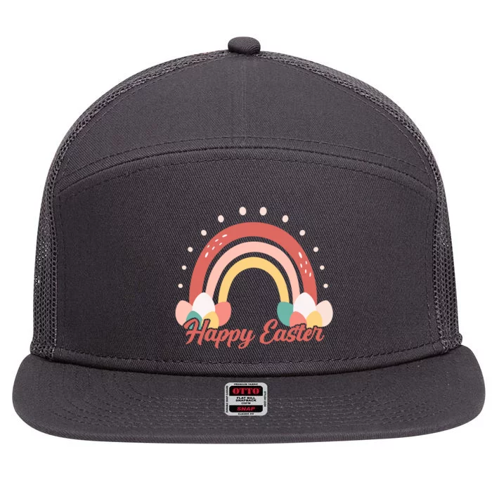 Happy Easter Rainbow Holiday 7 Panel Mesh Trucker Snapback Hat