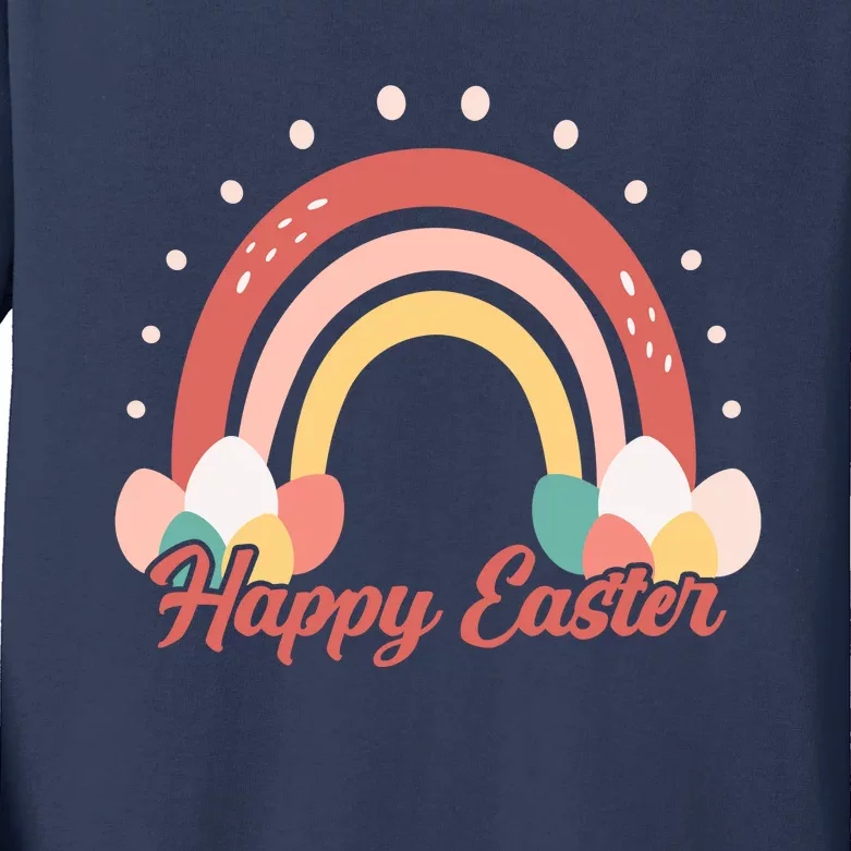 Happy Easter Rainbow Holiday Kids Long Sleeve Shirt