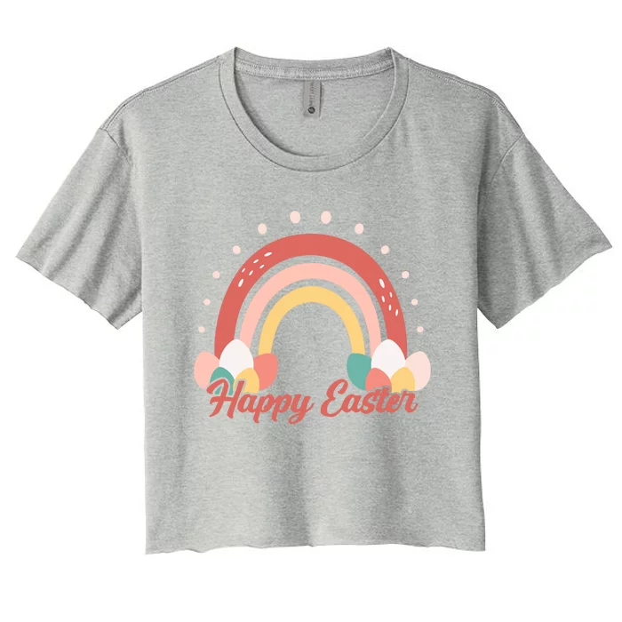 Happy Easter Rainbow Holiday Women's Crop Top Tee