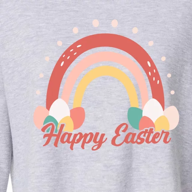 Happy Easter Rainbow Holiday Cropped Pullover Crew