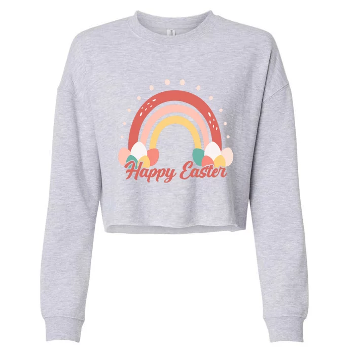 Happy Easter Rainbow Holiday Cropped Pullover Crew