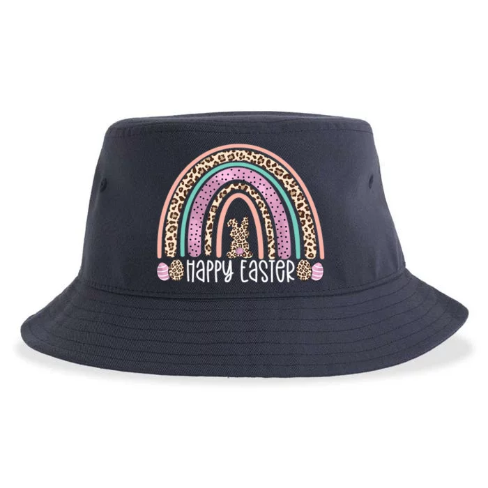 Happy Easter Rainbow Leopard Bunny Egg Hunting Wo Sustainable Bucket Hat