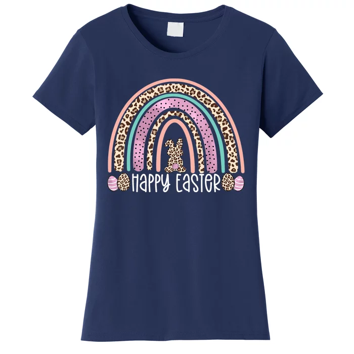 Happy Easter Rainbow Leopard Bunny Egg Hunting Wo Women's T-Shirt