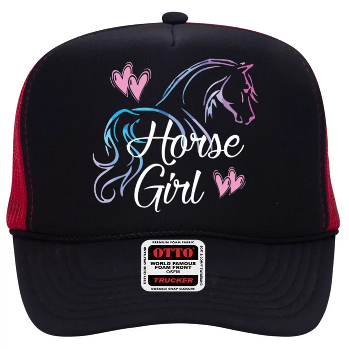 HORSE Equestrian Rider Horse Lover High Crown Mesh Trucker Hat