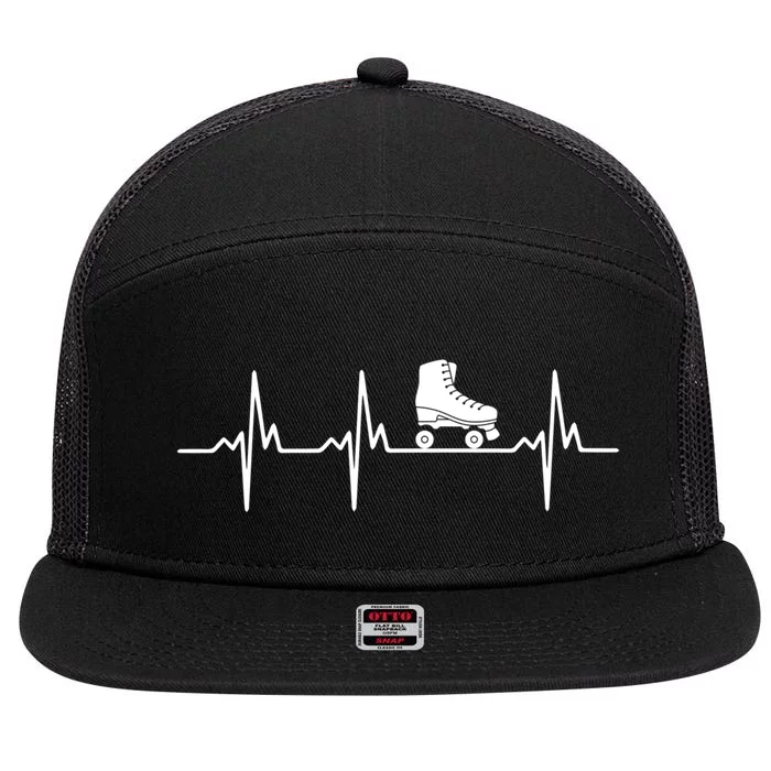 Heartbeat Ecg Roller Skates Roller Skating Inline Skating Gift 7 Panel Mesh Trucker Snapback Hat