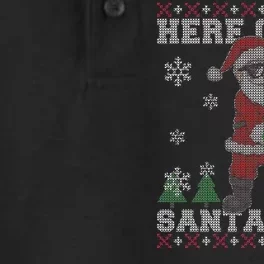 Here Comes Santa Floss Cool Ugly Christmas Dry Zone Grid Performance Polo