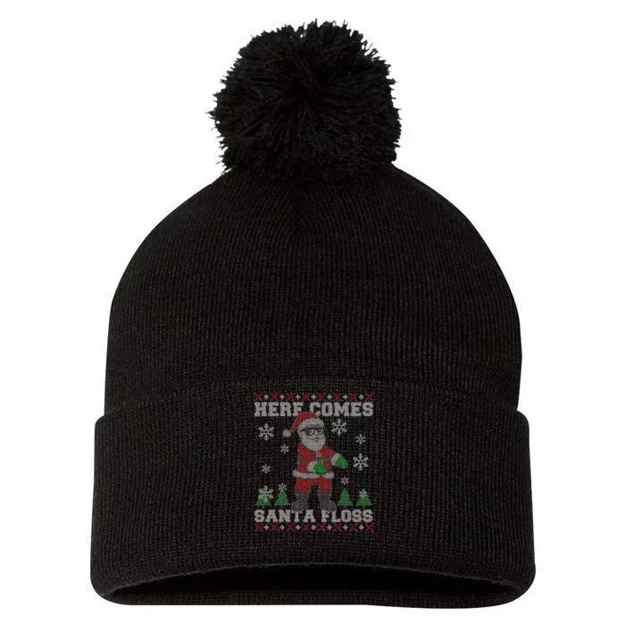 Here Comes Santa Floss Cool Ugly Christmas Pom Pom 12in Knit Beanie