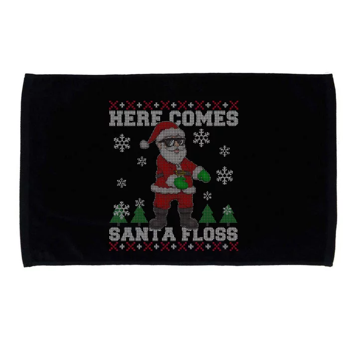 Here Comes Santa Floss Cool Ugly Christmas Microfiber Hand Towel