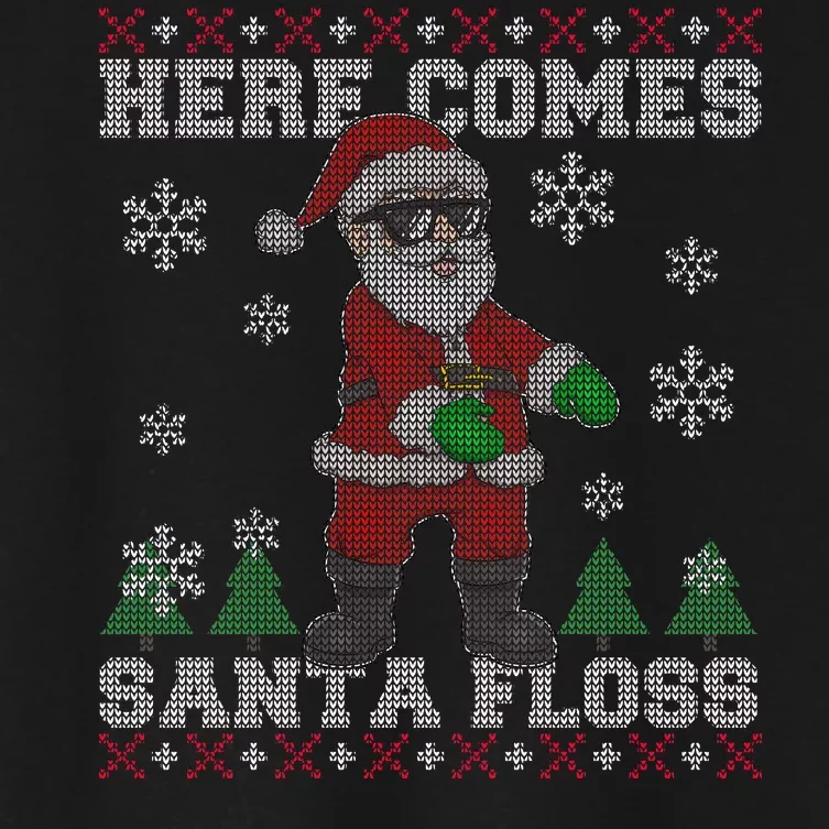 Here Comes Santa Floss Cool Ugly Christmas Women's Crop Top Tee