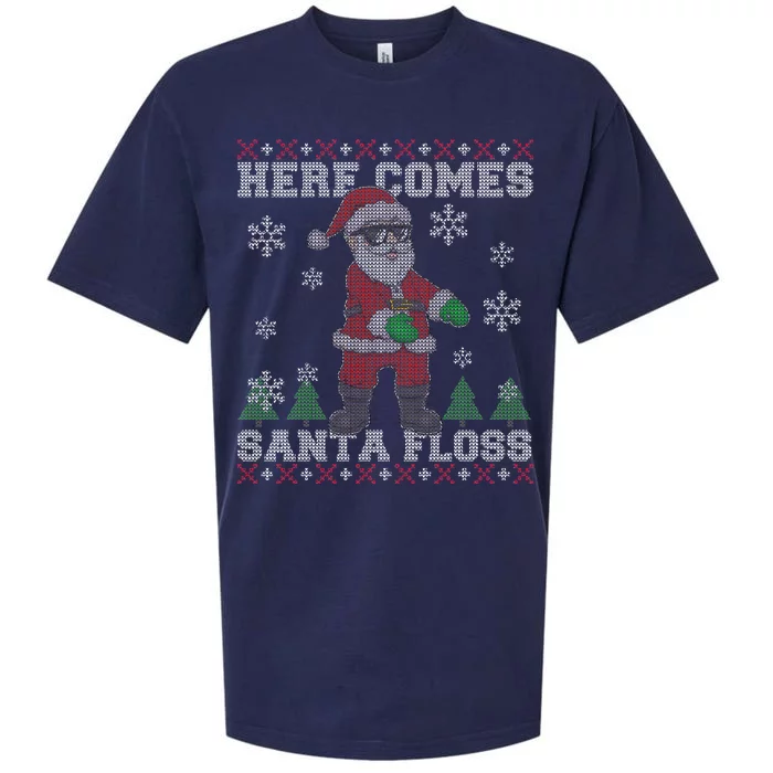 Here Comes Santa Floss Cool Ugly Christmas Sueded Cloud Jersey T-Shirt