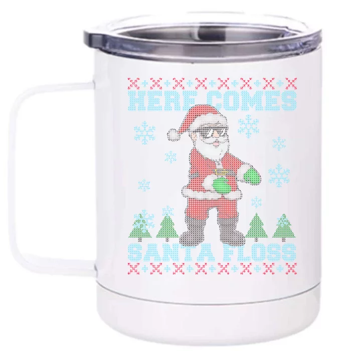 Here Comes Santa Floss Cool Ugly Christmas Front & Back 12oz Stainless Steel Tumbler Cup