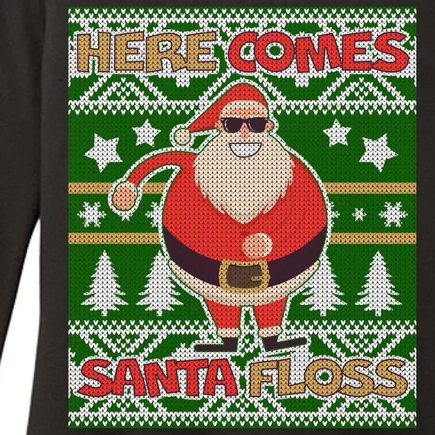 Here Comes Santa Floss Ugly Christmas Sweater Womens CVC Long Sleeve Shirt