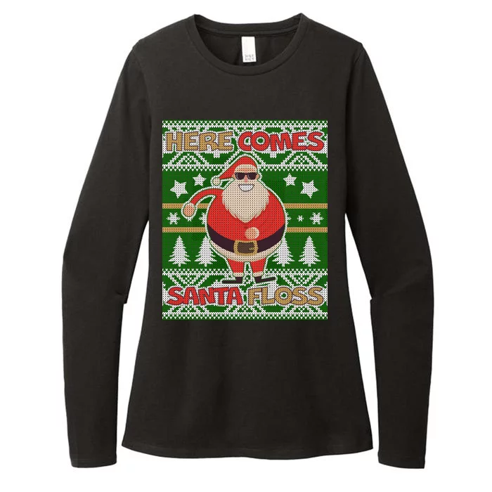 Here Comes Santa Floss Ugly Christmas Sweater Womens CVC Long Sleeve Shirt