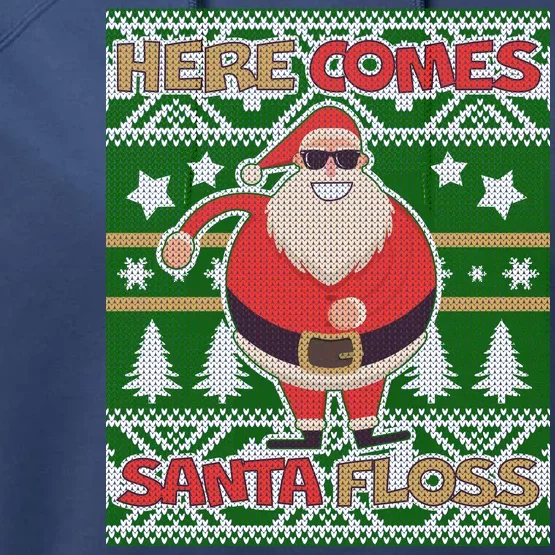 Here Comes Santa Floss Ugly Christmas Sweater Performance Fleece Hoodie