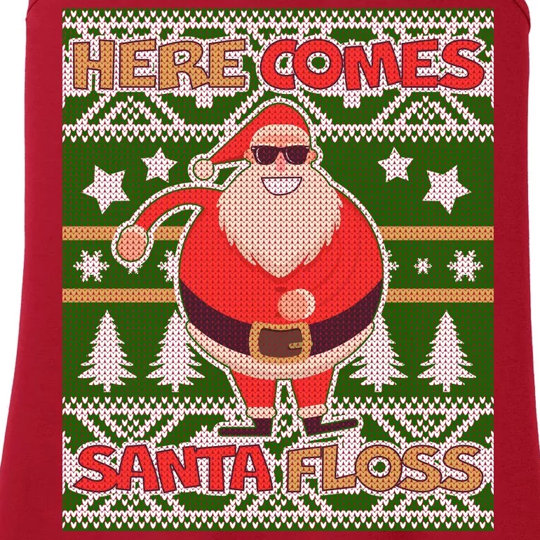 Here Comes Santa Floss Ugly Christmas Sweater Ladies Essential Tank