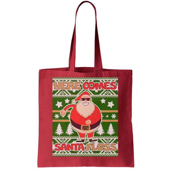 Here Comes Santa Floss Ugly Christmas Sweater Tote Bag