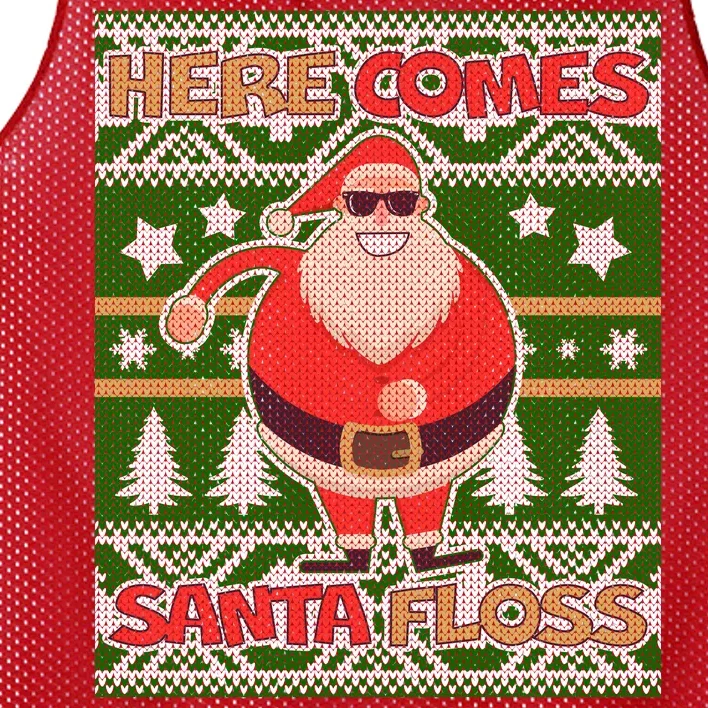 Here Comes Santa Floss Ugly Christmas Sweater Mesh Reversible Basketball Jersey Tank