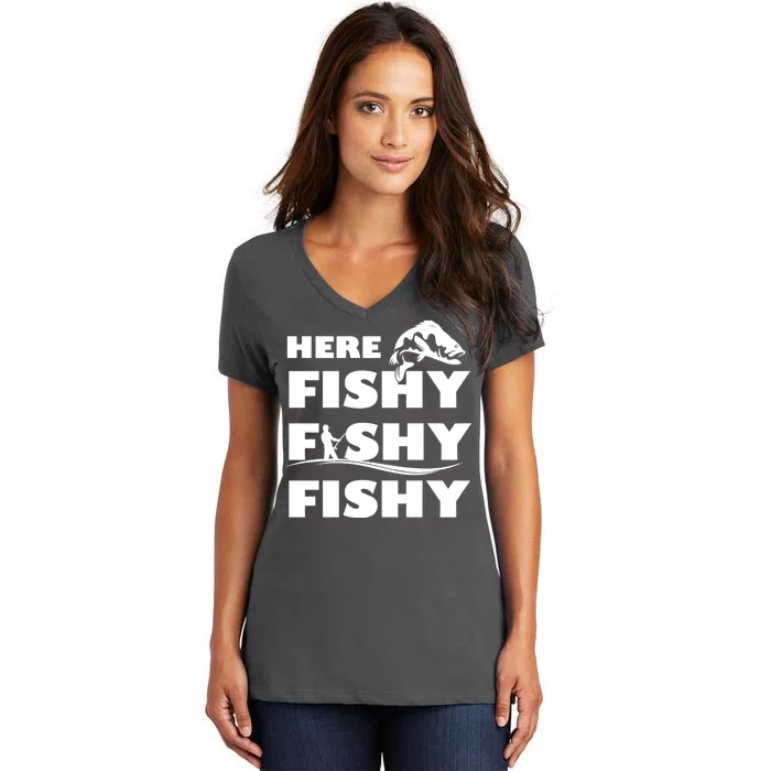 Here Fishy Fishy Fishy Women's V-Neck T-Shirt