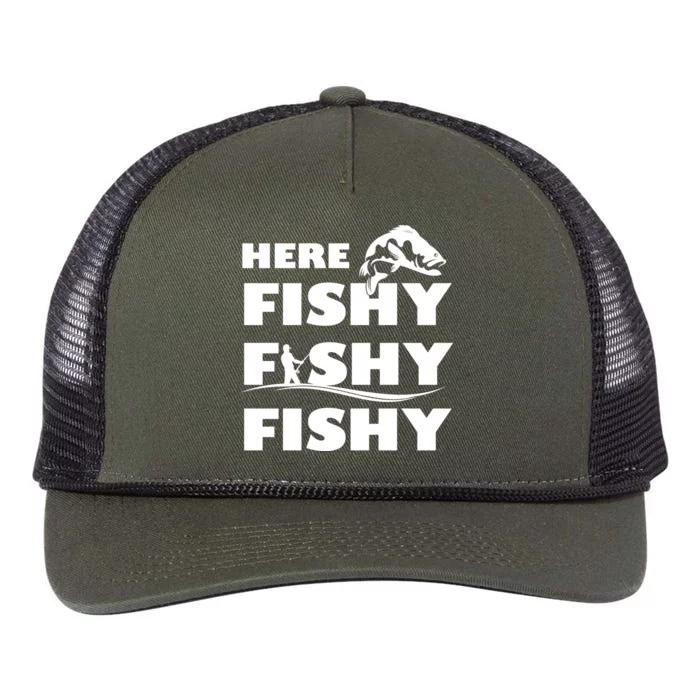 Here Fishy Fishy Fishy Retro Rope Trucker Hat Cap