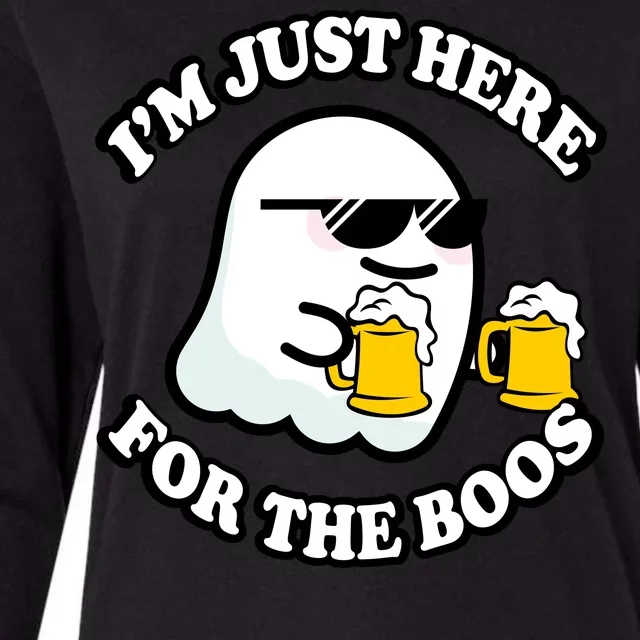 Here For The Boos Funny Halloween Party Womens Cotton Relaxed Long Sleeve T-Shirt