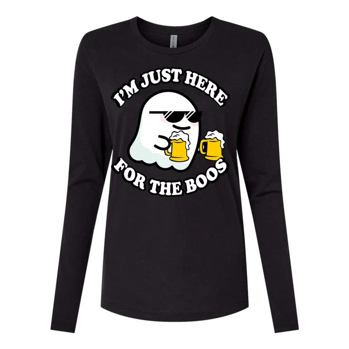 Here For The Boos Funny Halloween Party Womens Cotton Relaxed Long Sleeve T-Shirt