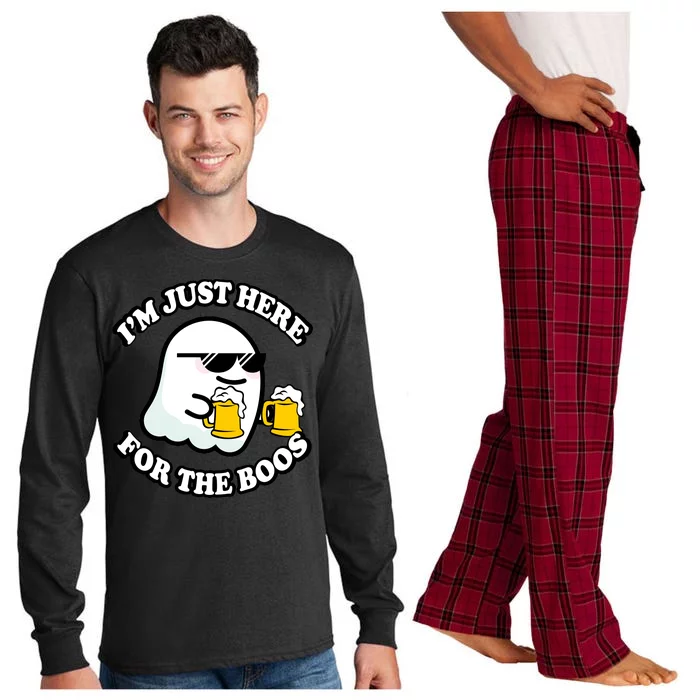 Here For The Boos Funny Halloween Party Long Sleeve Pajama Set