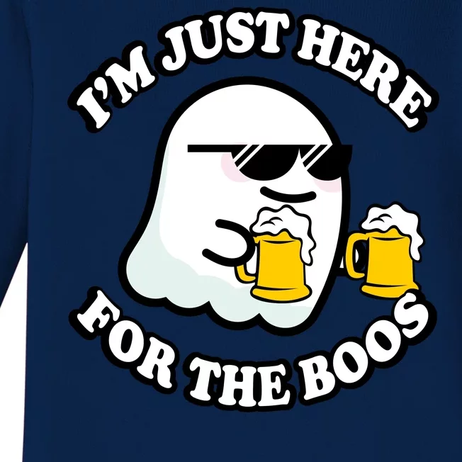 Here For The Boos Funny Halloween Party Baby Long Sleeve Bodysuit