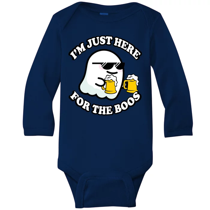 Here For The Boos Funny Halloween Party Baby Long Sleeve Bodysuit