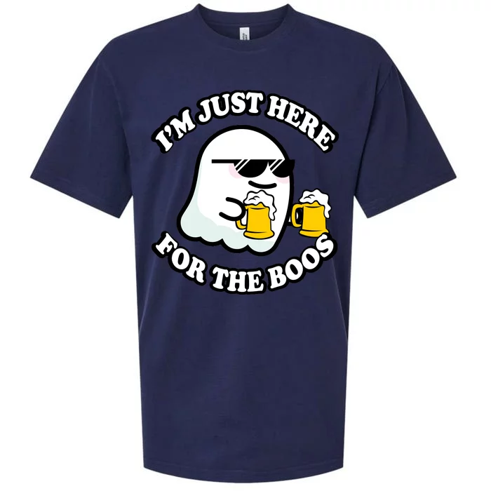 Here For The Boos Funny Halloween Party Sueded Cloud Jersey T-Shirt