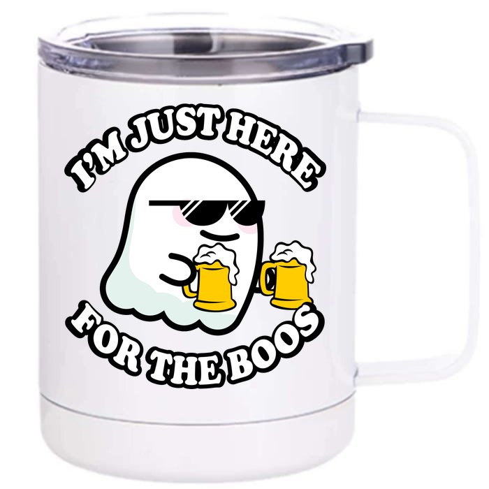 Here For The Boos Funny Halloween Party Front & Back 12oz Stainless Steel Tumbler Cup